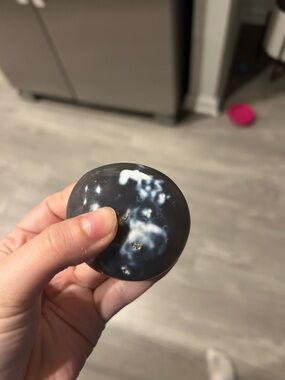 Round Dark Gray Orca Palm Stone with White Veining